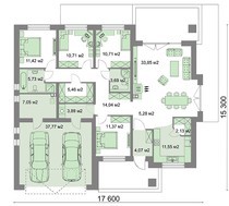 Одноэтажный дом с просторным гаражом и открытой террасой