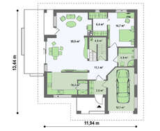 Мансардный коттедж с боковой террасой и гаражом