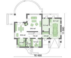 Красивый жилой дом с полукруглыми верандамиv