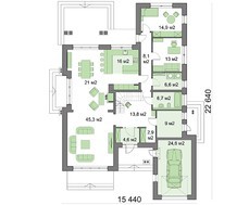 Фешенебельный двухэтажный дом с камином в центре гостиной