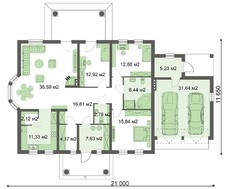 Проект красивого одноэтажного дома в классическом стиле с гаражом