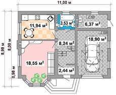 Двухэтажный дом в классическом стиле с эркером