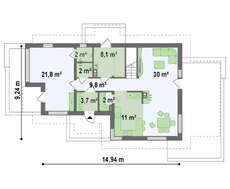 Оригинальный проект просторного коттеджа с мансардой