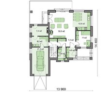 Красивый двухэтажный дом с интересным декором