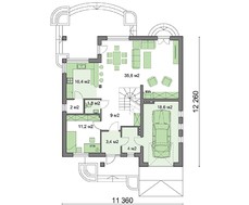 Проект современного коттеджа с интересной гостиной