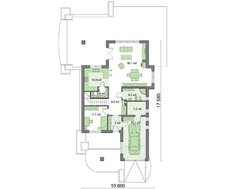 Проект дома с гаражом и 5 спальнями