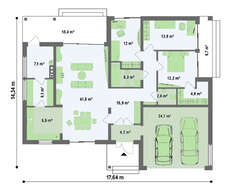 Проект уютного коттеджа с гаражом и крытой террасой