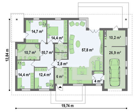 Проект комфортабельного коттеджа с 4 спальнями