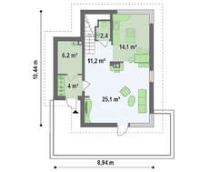 Классический 2х-этажный коттедж для узкого участка