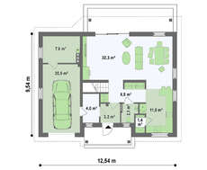 Проект уютного коттеджа в традиционном стиле с двускатной крышей