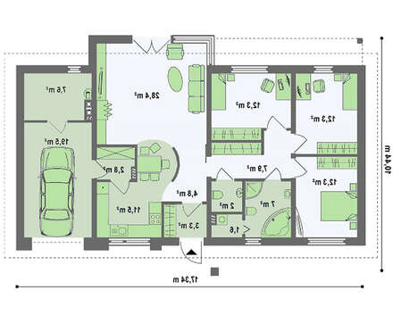 Симпатичный проект одноэтажного классического дома