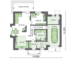 Большой особняк с цокольным этажом общей площадью 341 кв. м, жилой 231 кв. м
