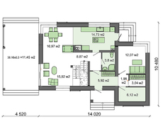 Проект стильного дома в духе минимализма общей площадью 168 кв. м, жилой 69 кв. м