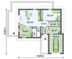 Мансардный дом с фронтальным гаражом