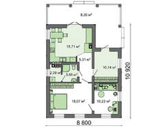 Компактный дачный домик общей площадью 73 кв. м, жилой 28 кв. м