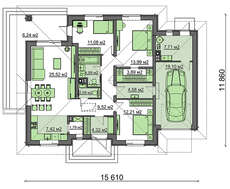 Симпатичный одноэтажный домик под сложной кровлей из натуральной черепицы