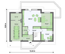 Коттедж с просторным балконом на мансардном этаже
