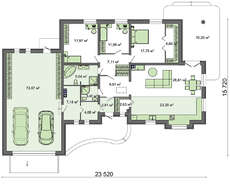 Современная усадьба с черно-белым экстерьером общей площадью 233 кв. м, жилой 79 кв. м