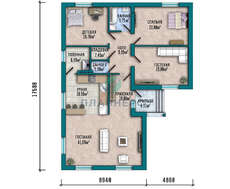 План одноэтажного дома площадью 162 кв. м с двумя гостиными