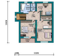 Схема европейского коттеджа площадью 212 кв. м с террасой