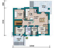 План коттеджа площадью 290 кв.м с цокольным этажом