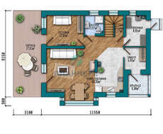 Схема великолепного коттеджа площадью 164 кв. м в европейском стиле