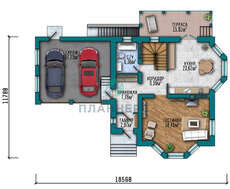 Схема великолепного двухэтажного особняка площадью 267 кв. м в чешском стиле с цокольным этажом