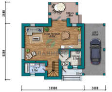 Проект двухэтажного коттеджа площадью 197 кв. м с облицованным цоколем