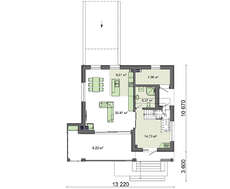 Стильный коттедж, декорированный кирпичом и деревом