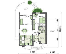 Уникальный дом в два этажа с навесом для автомобиля