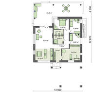 Проект дома площадью 170 кв. м с капитальным навесом для автомобиля