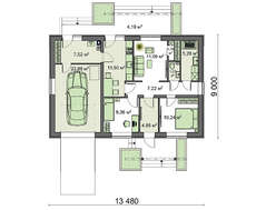 Проект коттеджа площадью 98 кв. м со встроенным гаражом