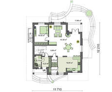 Схема европейского особняка площадью 316 кв. м с террасой оригинальной формы