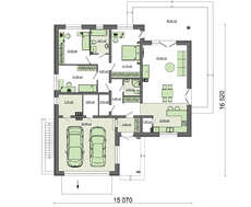 Одноэтажный коттедж со встроенным гаражом на два автомобиля