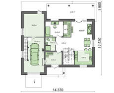 Строгий коттедж со встроенным гаражом и французскими балконами