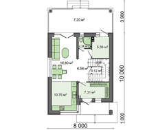 Компактный дом с экстерьером в легком контрасте нейтральных цветов