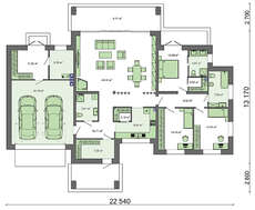 Огромный одноэтажный коттедж с гаражом на два автомобиля