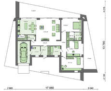 Дом для проживания небольшой семьи с гаражом и тремя спальнями