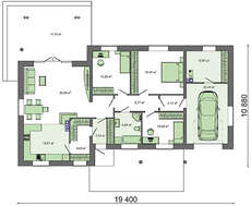 Проект одноэтажного загородного коттеджа площадью 160 кв.м.