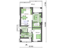 Проект загородного коттеджа с мансардой в светлых тонах площадью 180 кв.м.