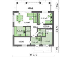 Проект классического загородного дома с мансардой площадью 162 кв.м.