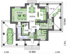 Проект 2х этажного дома с цокольным этажом площадью 242 кв.м.