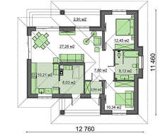 Проект компактного загородного коттеджа площадью 90 кв.м.
