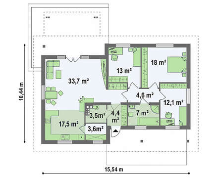 Загородный дом с многоскатной крышей