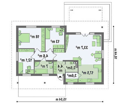 Загородный дом с многоскатной крышей