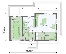 Проект симпатичного классического частного дома с террасой над гаражом