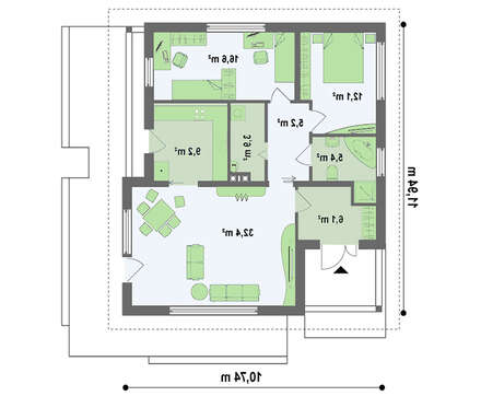 Семейный дом с фронтальной дневной зоной Семейный дом с фронтальной дневной зоной