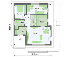 Семейный дом с фронтальной дневной зоной