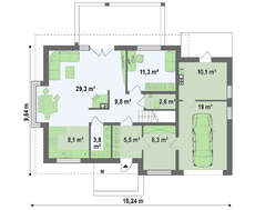 Проект дома с необычной мансардой и гаражом