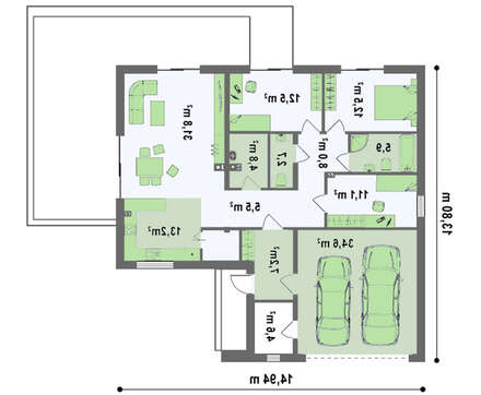 Оригинальный проект современного одноэтажного дома